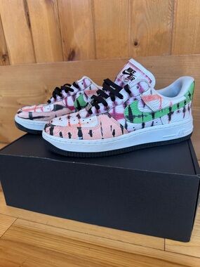 Nike Air Force 1 Low — Pink, Green & Black Tie-Dye